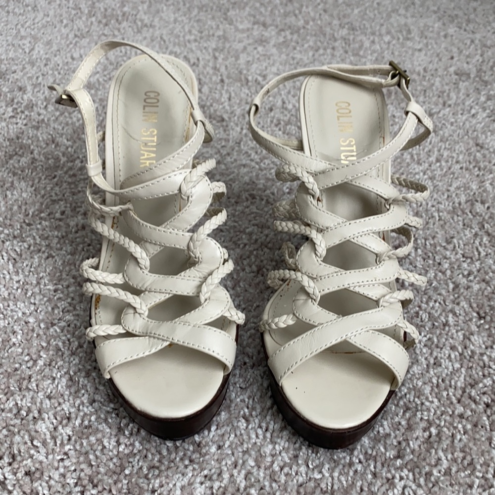 5 inches cream Colin Stuart heels in 7.5